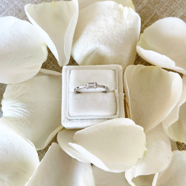 Mini Baguette Crystal Ring - 925 Sterling Silver - Gold & Silver
