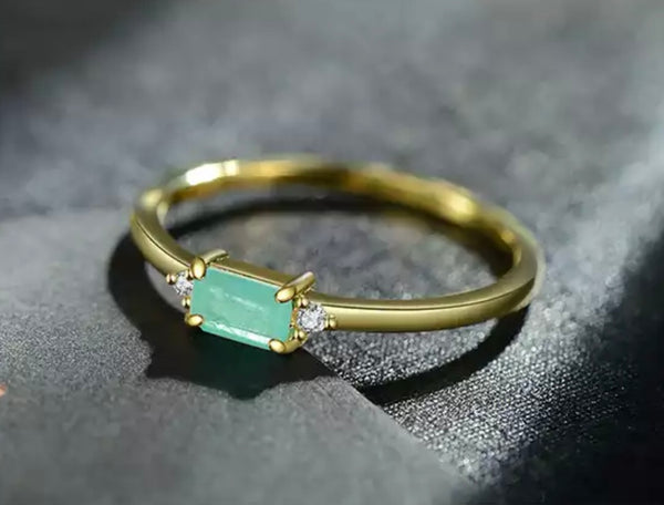 Amazonite Band Ring - Gold - 925 Sterling Silver