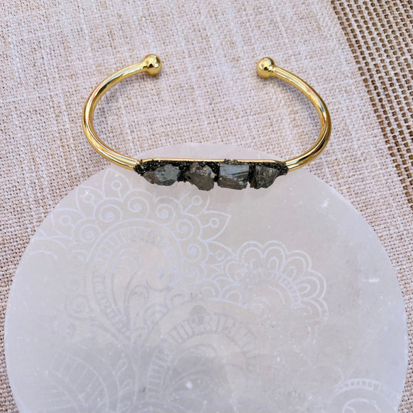 Pyrite Cuff Bracelet - Gold