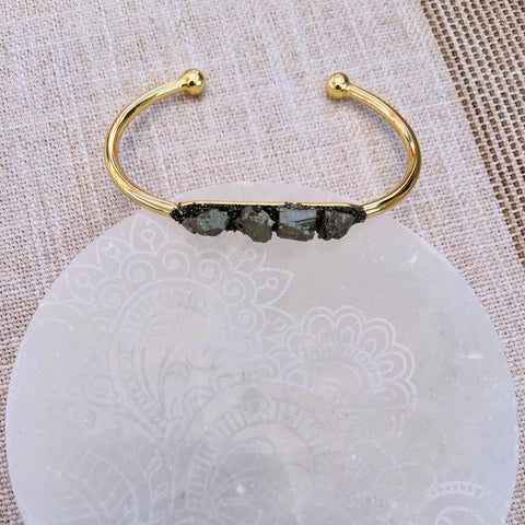 Pyrite Cuff Bracelet - Gold