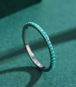 Turquoise Band Ring - 925 Sterling Silver