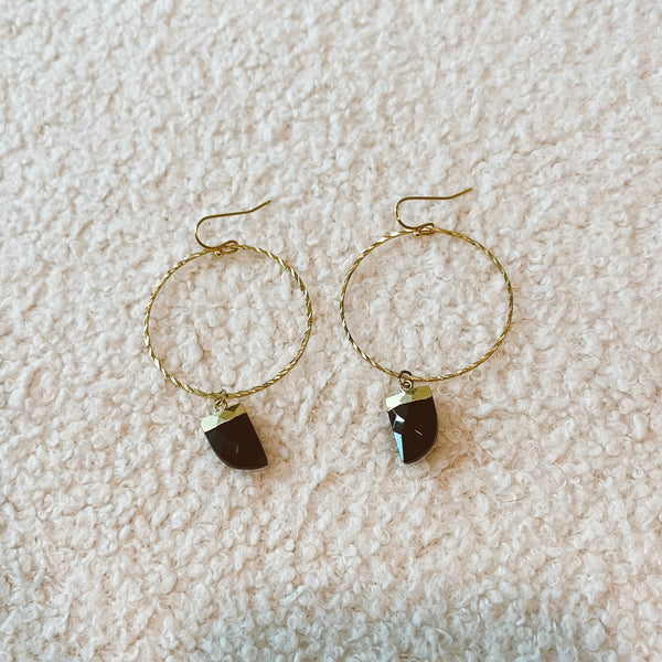 Black Onyx Earrings - Gold