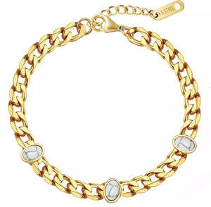 Chain Bracelet with Howlite - Gold