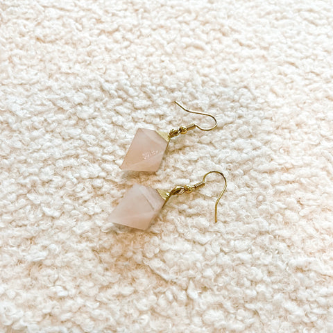 Rose Quartz Earrings - Gold
