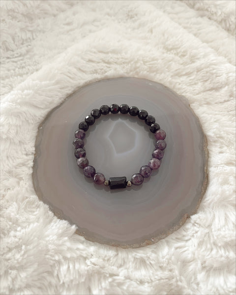 Empath Protection - Black Tourmaline, Amethyst, Pyrite - Gemstone Bracelet