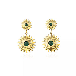 Double Sun Stud Earrings - Gold