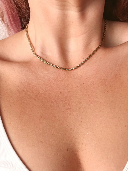 Braided Chain Necklace - Gold