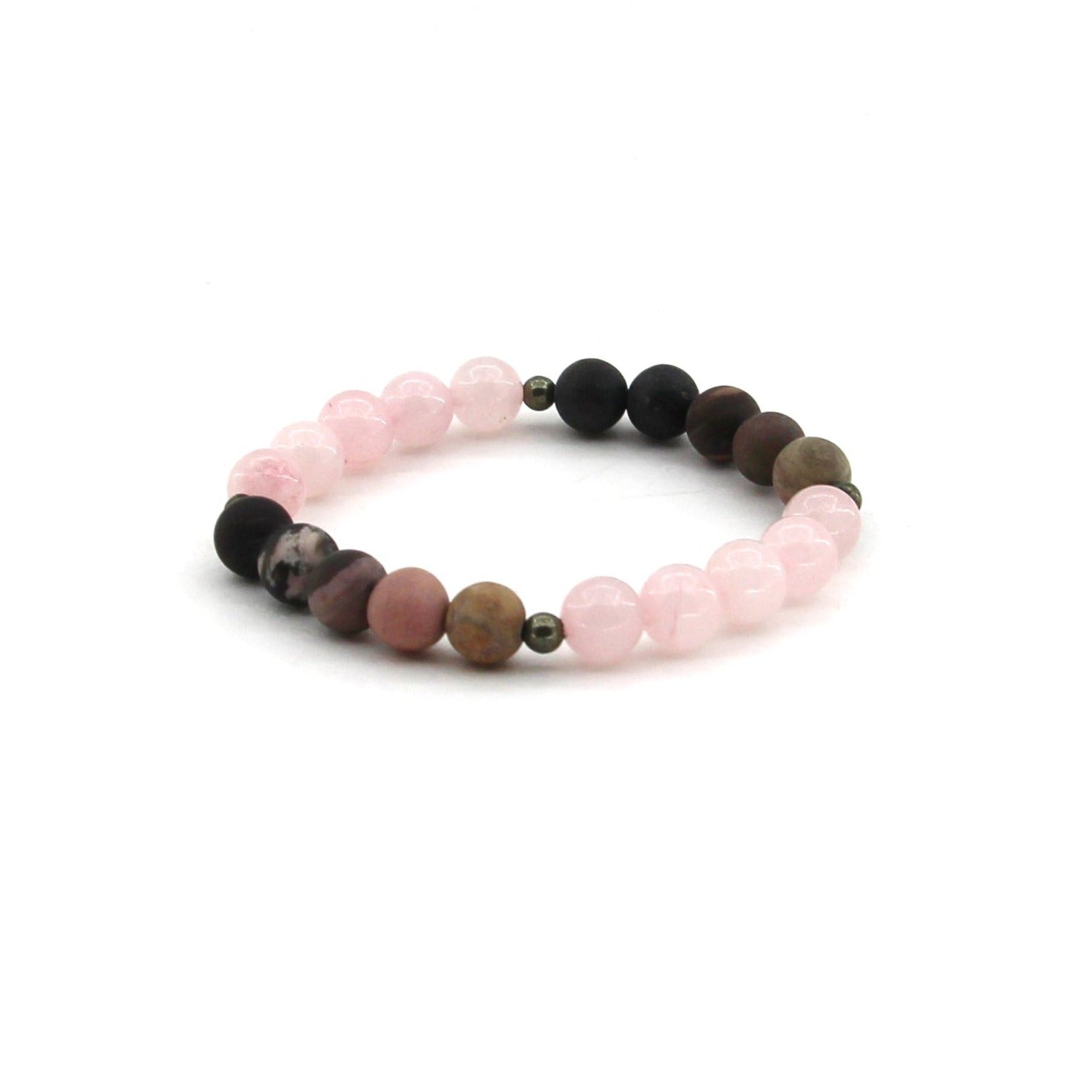 Open Your Heart - Rhodonite, Rose Quartz, Pyrite - Gemstone Bracelet