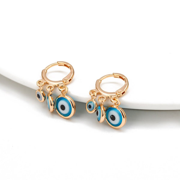 Triple Eye Hoop Earrings - Gold