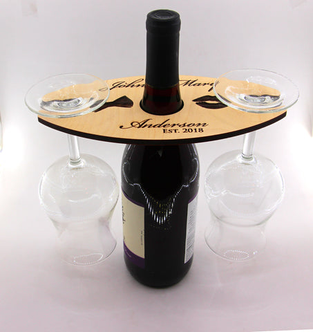 Personalized Wine Caddy & Glass Holder